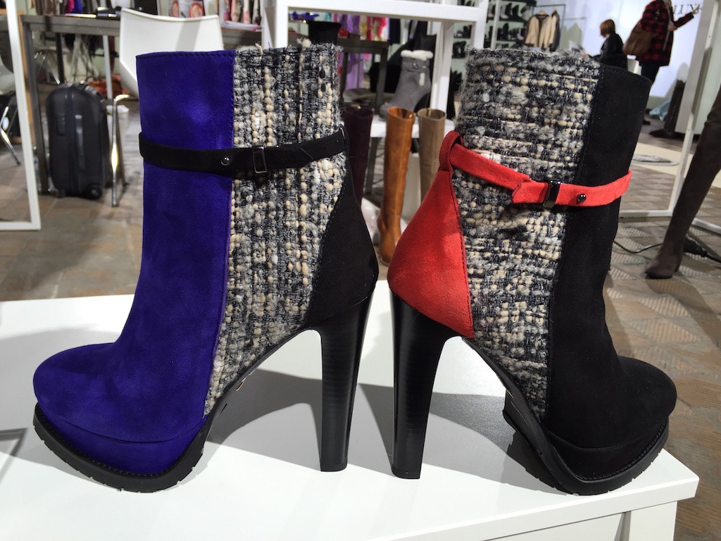 Fashion Week Schuhe mit Stoff und Leder